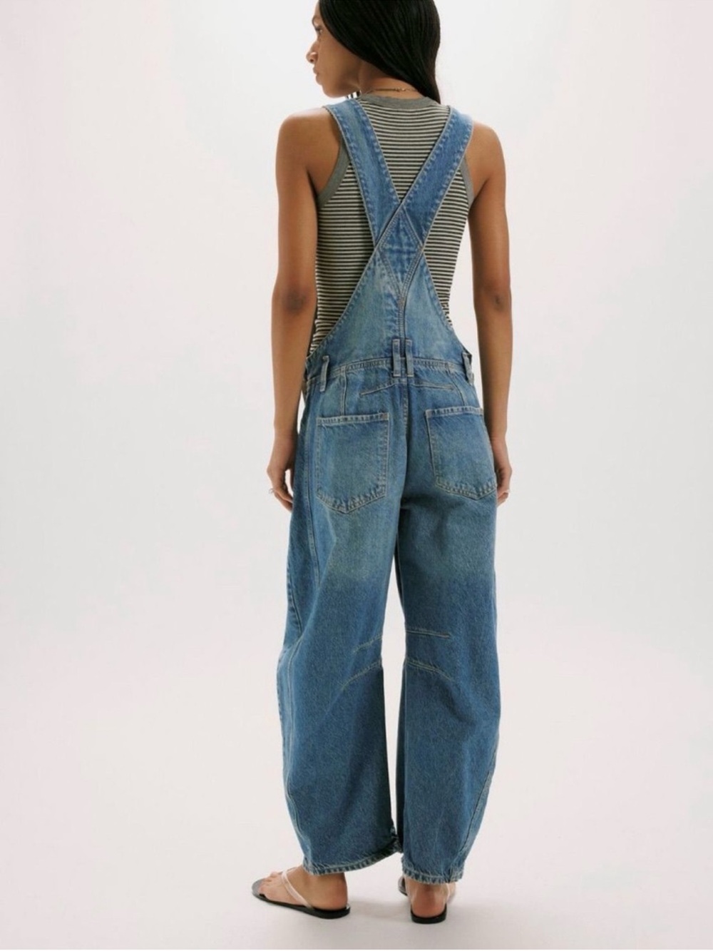 Free People Light Blue Wide-Leg Denim Overalls - Picture 2 of 6
